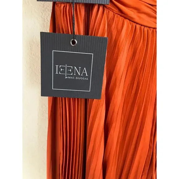 Ieena for Mac Duggal 26729 Satin Pleated Plunge Neck Lace Up Back Gown Size 2 - Picture 9 of 9